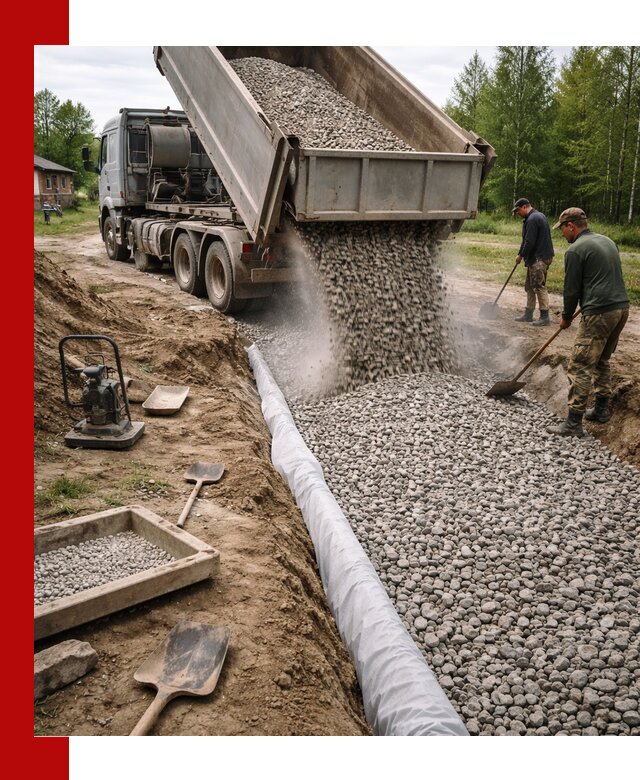 Гравий для дренажа с доставкой в Шуе качественный и недорогой