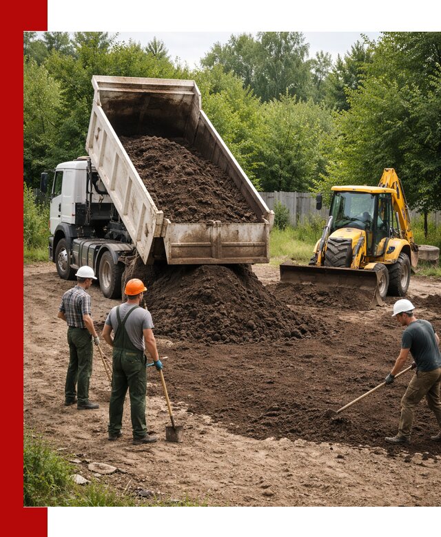 Доставка и укладка грунта для выравнивания участка в Шуе