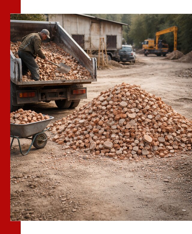 Доставка и подушка из боя кирпича с разгрузкой в Шуе