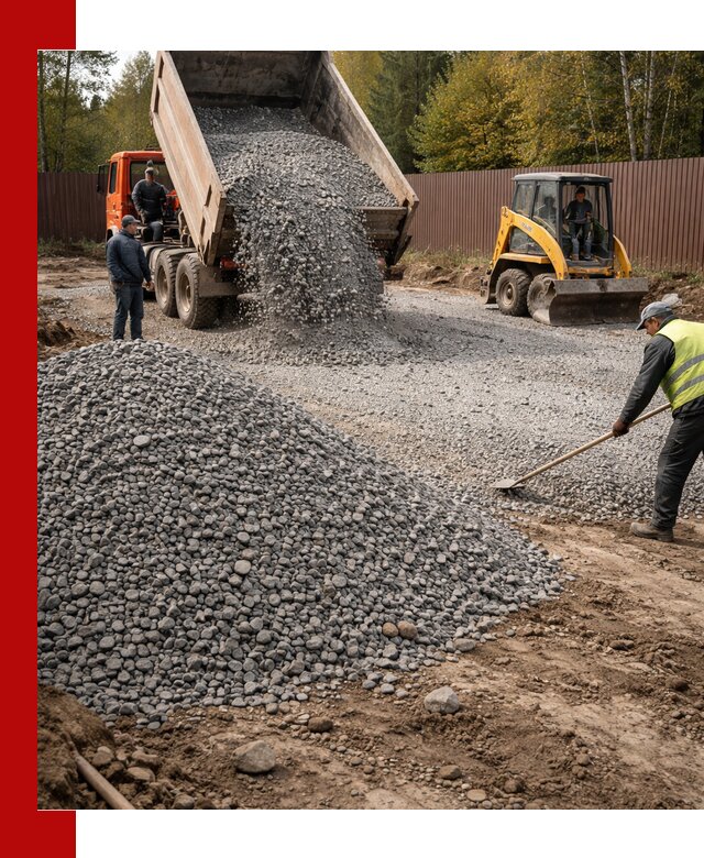 Отсыпка участка щебнем с доставкой и уплотнением в Шуе